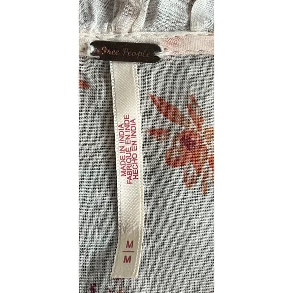 Free People Amanda Ruffle Wrap Top Medium Floral Womens Long Sleeve Boho Chic - Picture 9 of 13